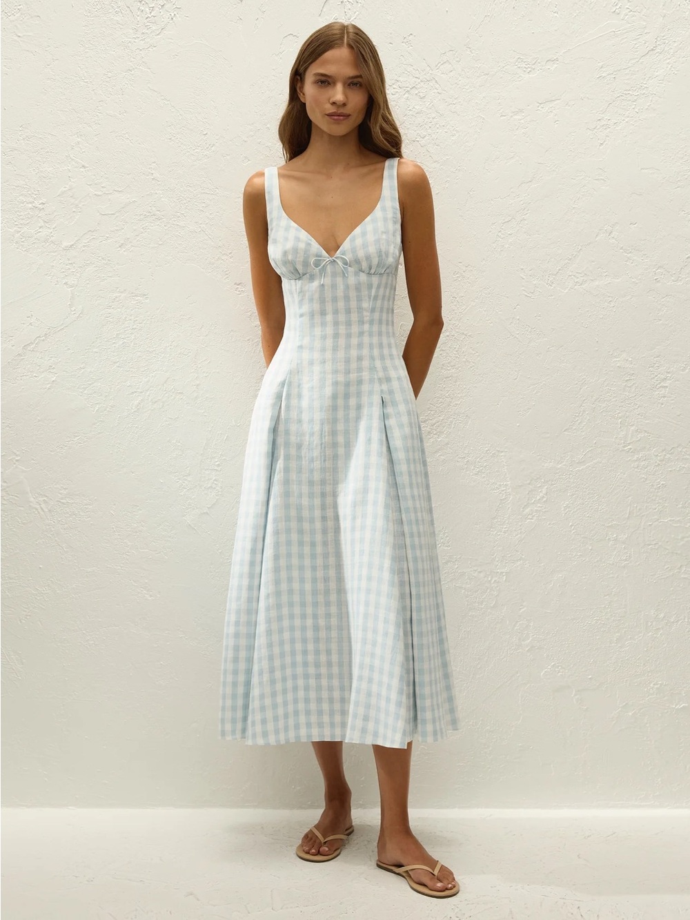 Faithfull Adalee Midi Dress Gingham Sky Blue